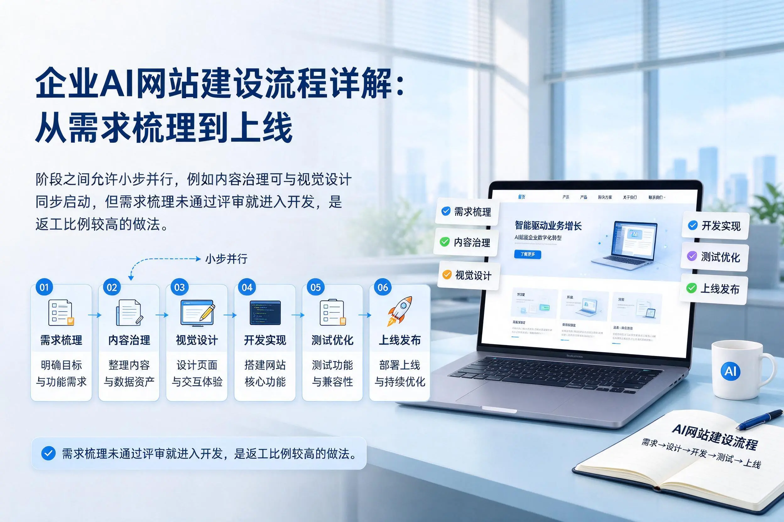 中山企业AI网站建设流程详解:从需求梳理到上线