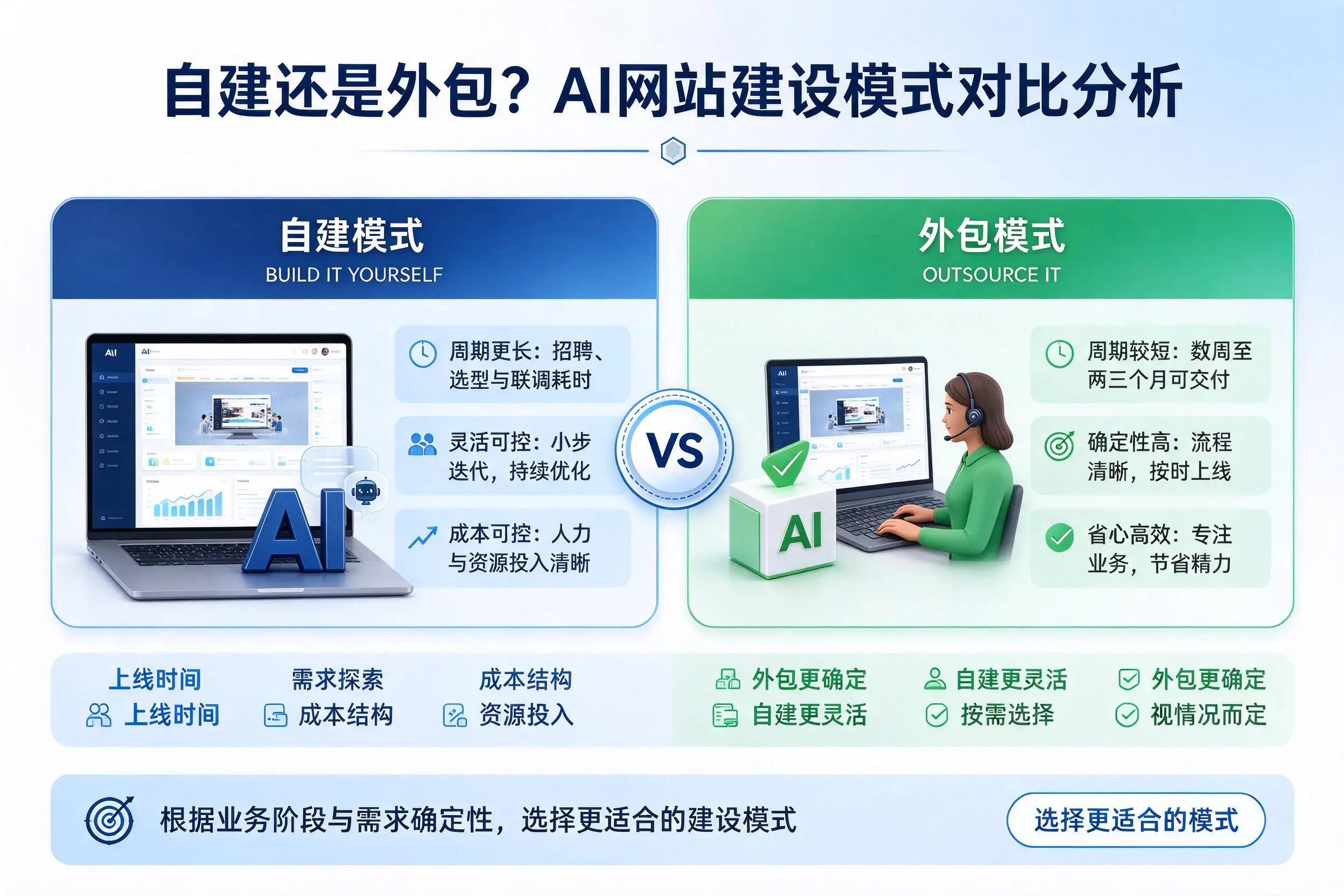 自建还是外包?中山AI网站建设模式对比分析